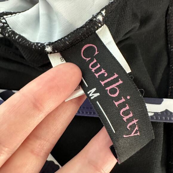 NWT Curlbiuty White Printed Sweetheart Neck Padded Swim Tankini Top Size Medium - Picture 6 of 12